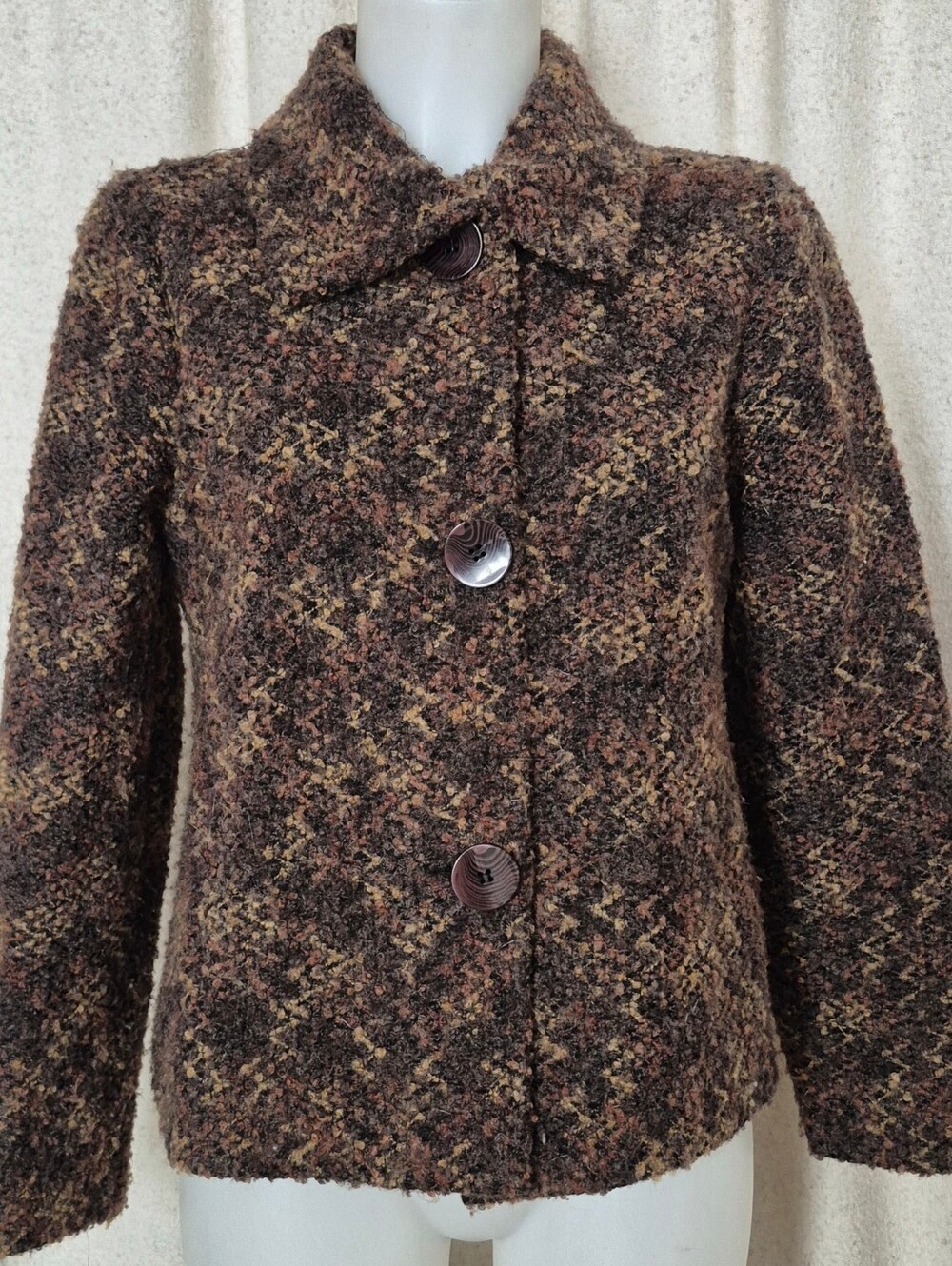 Y2K Brown Bouclé Short Jacket